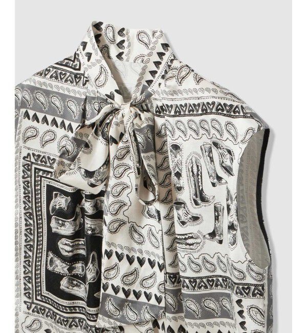 LOULOU WILLOUGHBY「WEB 一部店舗限定【LOULOU WILLOUGHBY】ウエスタンスカーフプリントリボンブラウス」|シャツ・ブラウス|