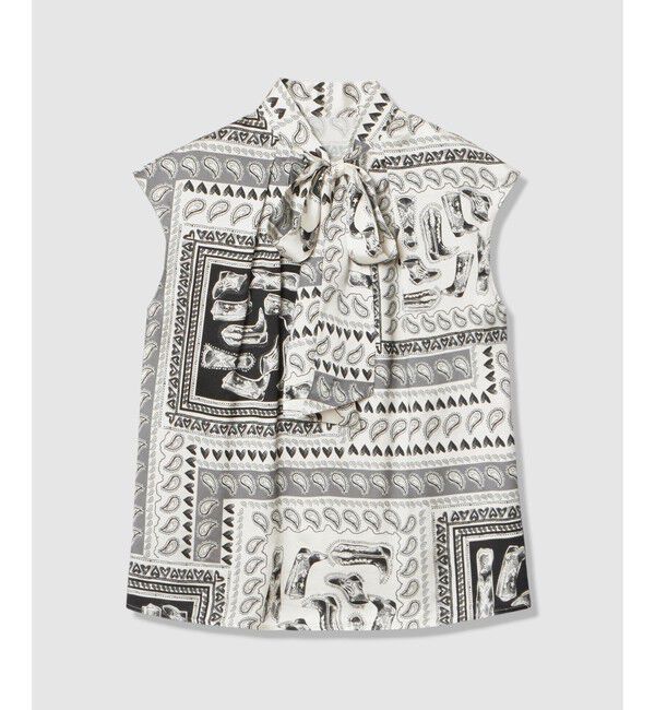 LOULOU WILLOUGHBY「WEB 一部店舗限定【LOULOU WILLOUGHBY】ウエスタンスカーフプリントリボンブラウス」|シャツ・ブラウス|