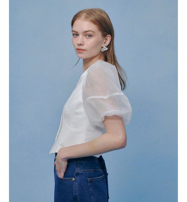 LOULOU WILLOUGHBY「【LOULOU WILLOUGHBY】ジレドッキングオーガンスリーブトップス」|Tシャツ・カットソー|