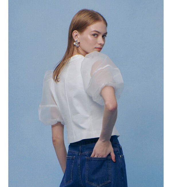 LOULOU WILLOUGHBY「【LOULOU WILLOUGHBY】ジレドッキングオーガンスリーブトップス」|Tシャツ・カットソー|