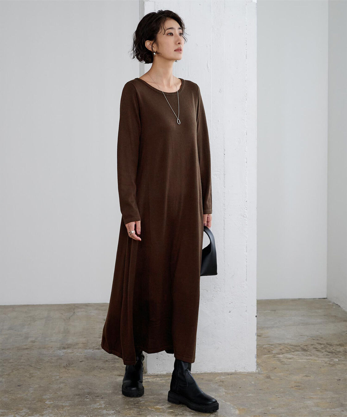 ur's「ボートネックロングニットワンピース」|ワンピース|