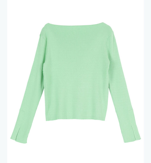 ur's「ボートネックスリットスリーブリブニット」|ニット・セーター|グリーン
