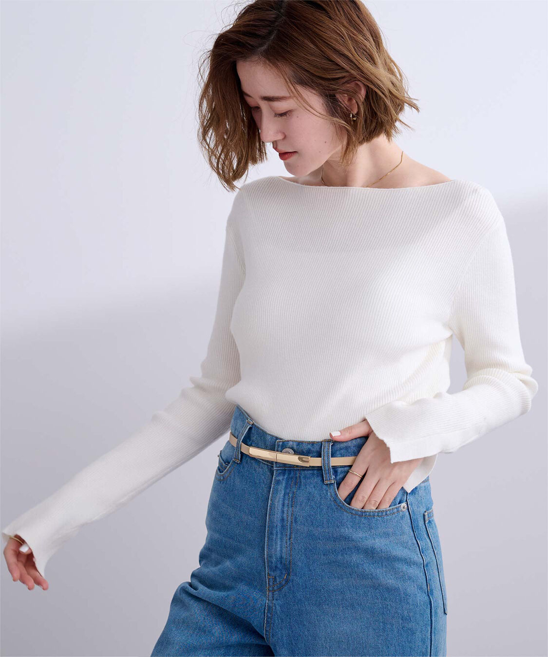 ur's「ボートネックスリットスリーブリブニット」|ニット・セーター|