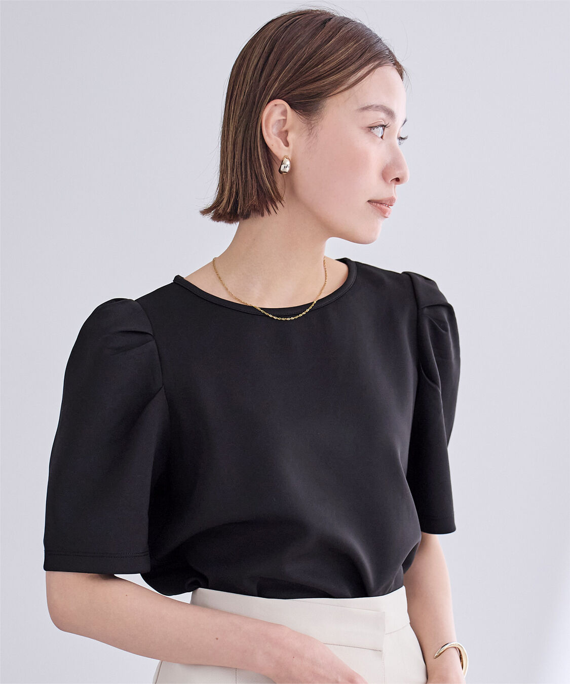 ur's「ボンディングタックスリーブトップス」|Tシャツ・カットソー|ブラック