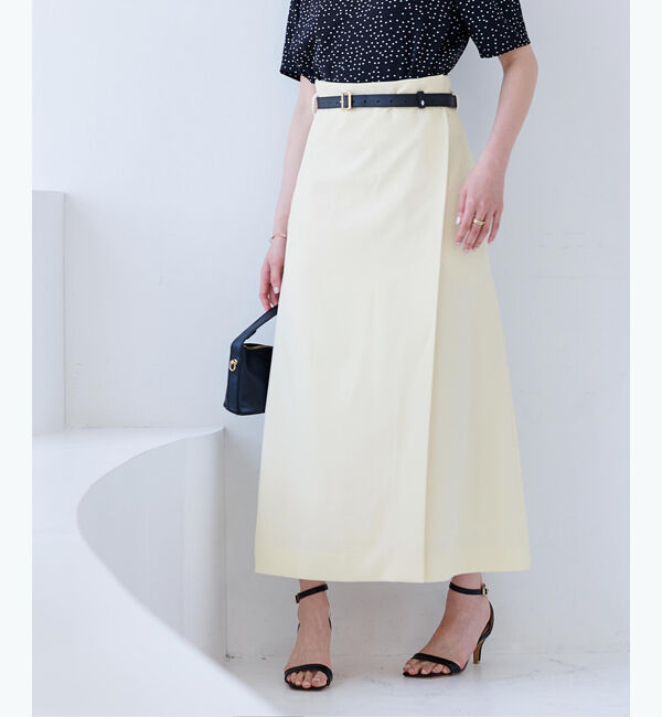 ur's「ベルト付ラップロングスカート」|スカート|オフホワイト