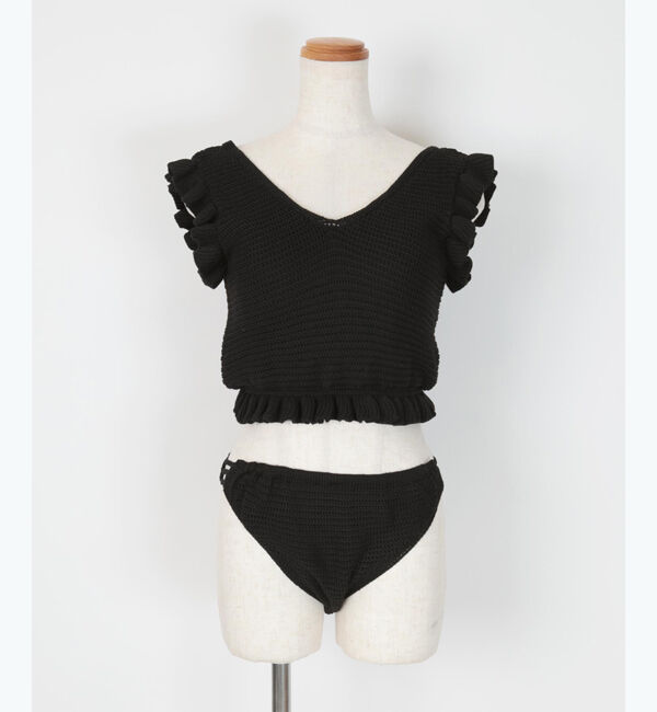 SEA DRESS「Vネックタンクトップフリルクロシェビキニ/水着」|ビキニ|