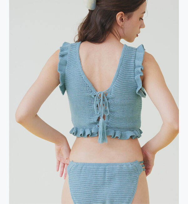 SEA DRESS「Vネックタンクトップフリルクロシェビキニ/水着」|ビキニ|