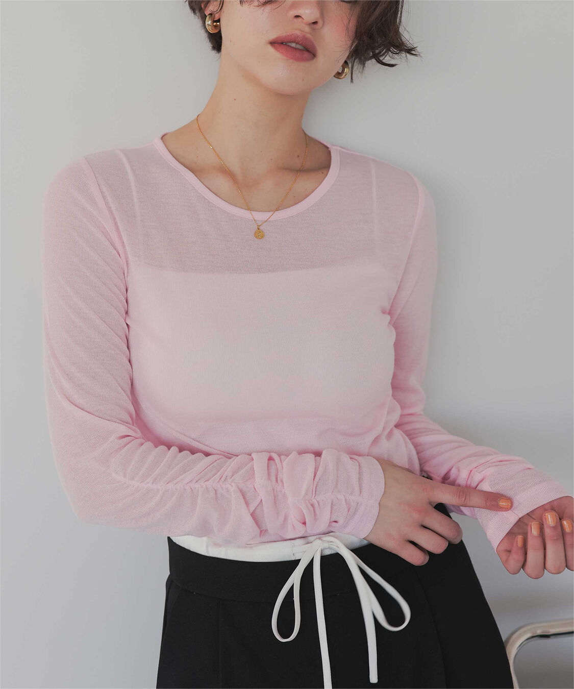 titivate「袖シャーリングシアートップス」|Tシャツ・カットソー|