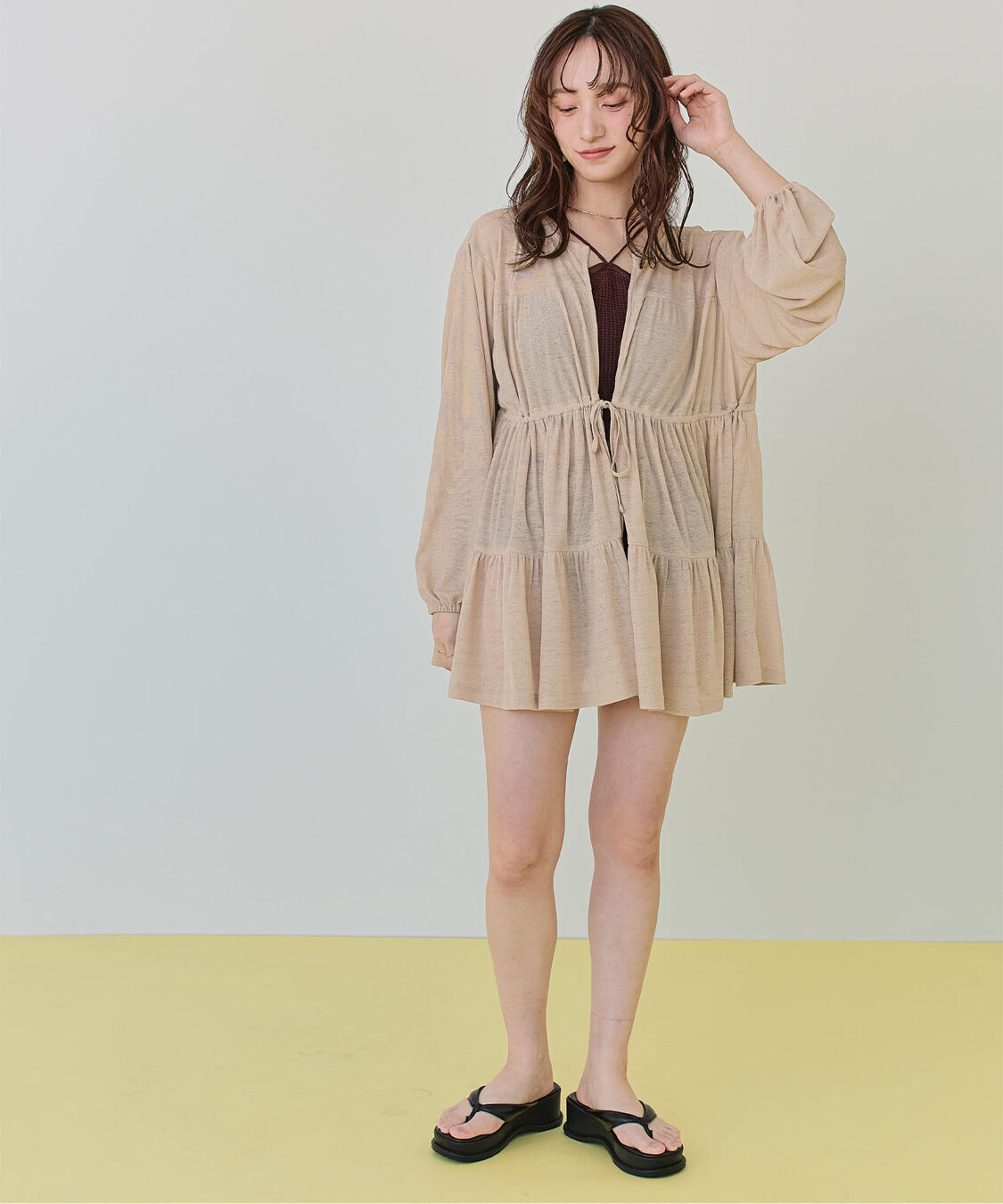 SEA DRESS「ティアードロングカーディガン/ラッシュガード」|コンビネゾン|