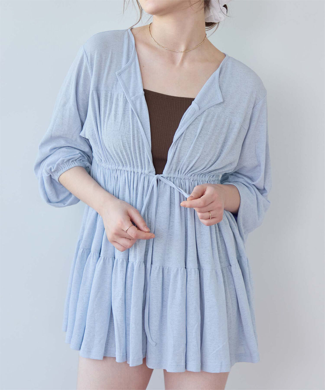 SEA DRESS「ティアードロングカーディガン/ラッシュガード」|コンビネゾン|ライトブルー