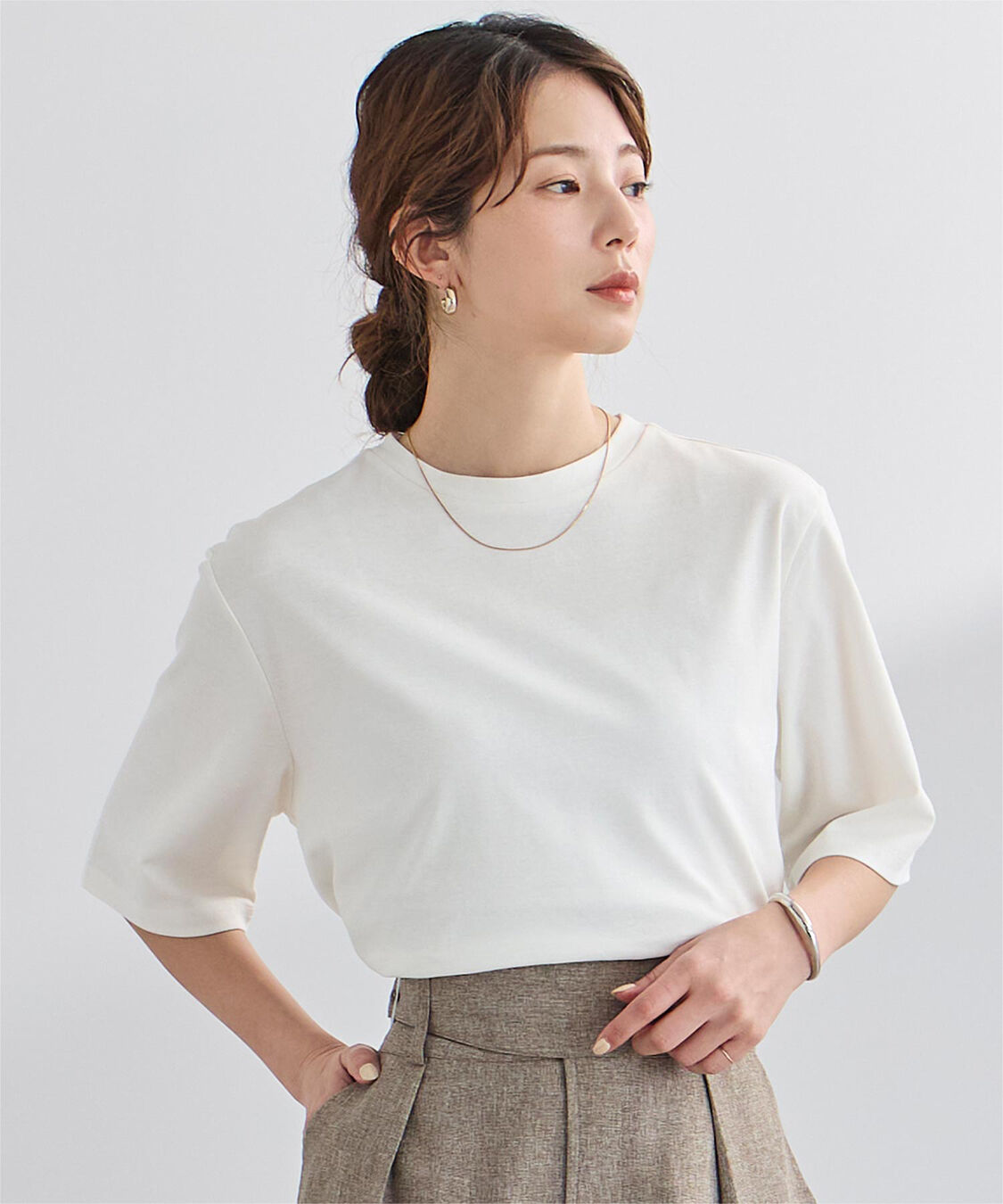 ur's「汗染み防止クロップドTシャツ」|Tシャツ・カットソー|ホワイト