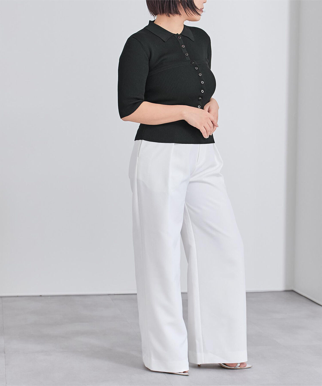 ur's「リブニットポロ&times;ビスチェセット」|ポロシャツ|