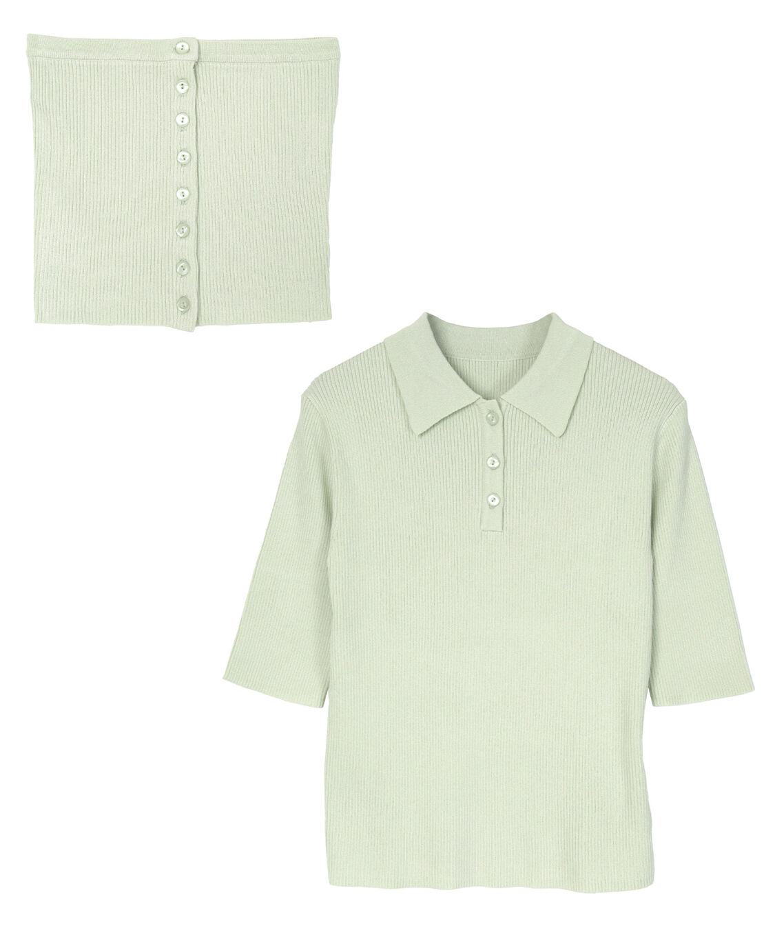 ur's「リブニットポロ&times;ビスチェセット」|ポロシャツ|