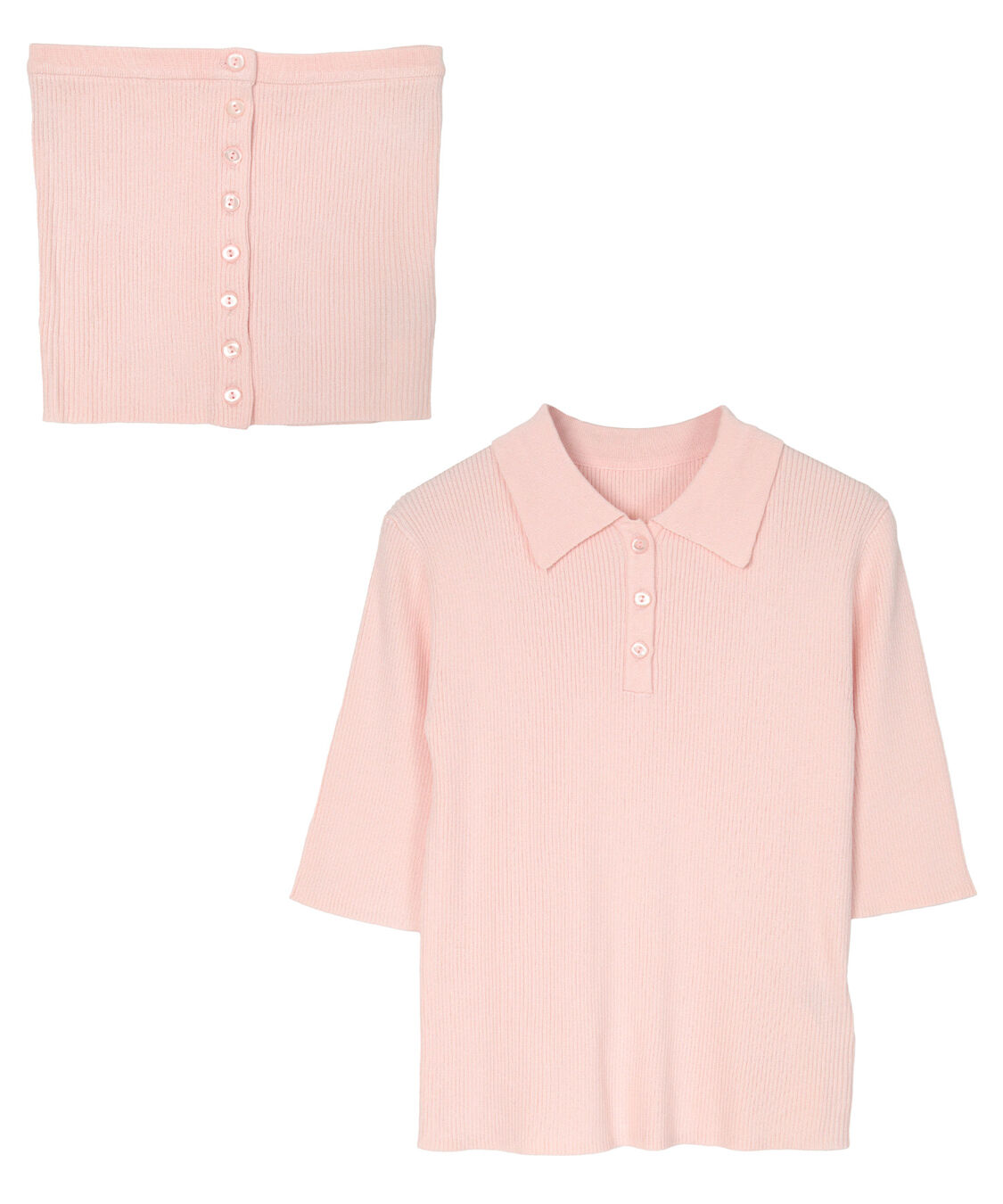 ur's「リブニットポロ&times;ビスチェセット」|ポロシャツ|