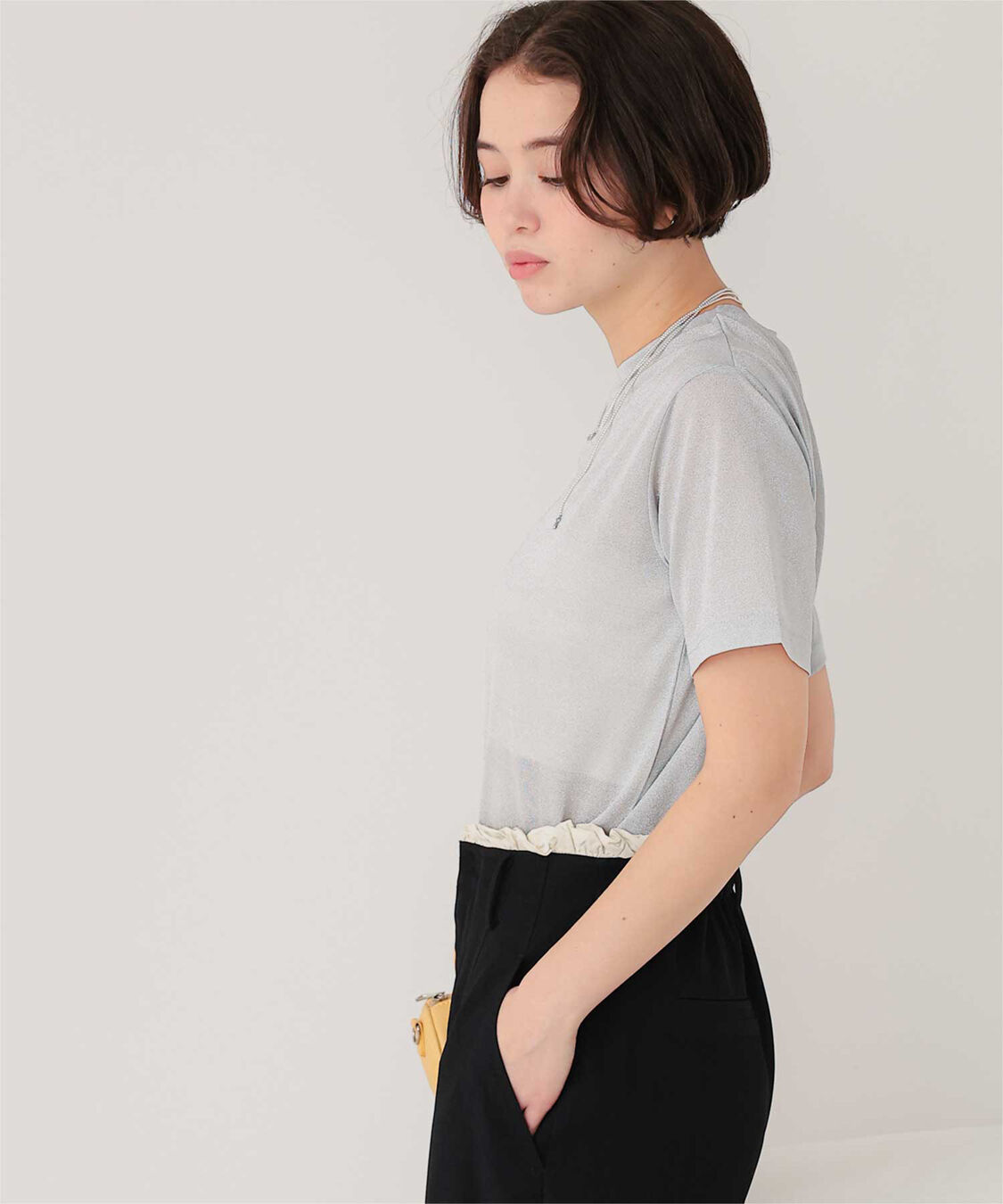 titivate「ハーフスリーブシアーカットソートップス」|Tシャツ・カットソー|