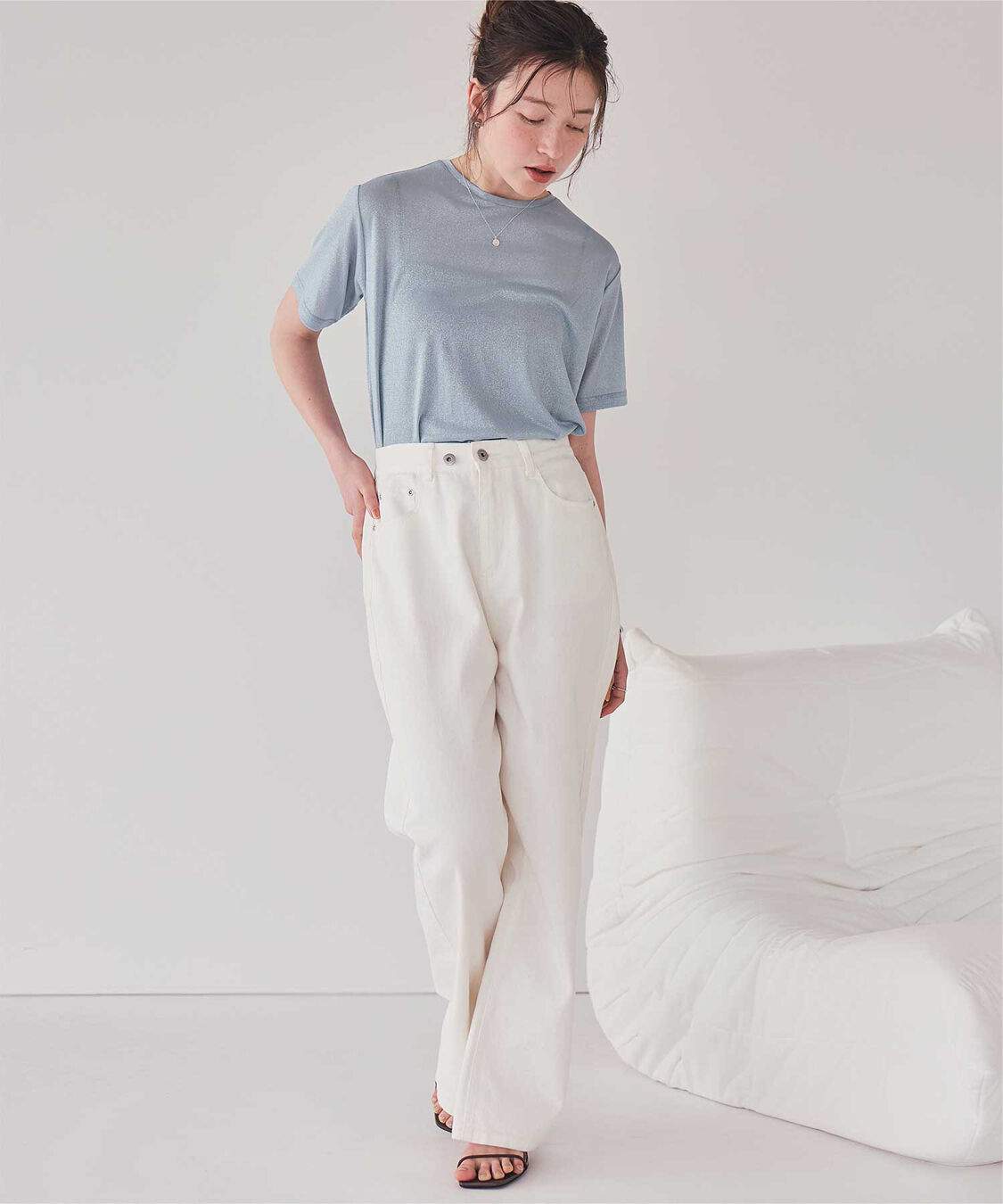 titivate「ハーフスリーブシアーカットソートップス」|Tシャツ・カットソー|