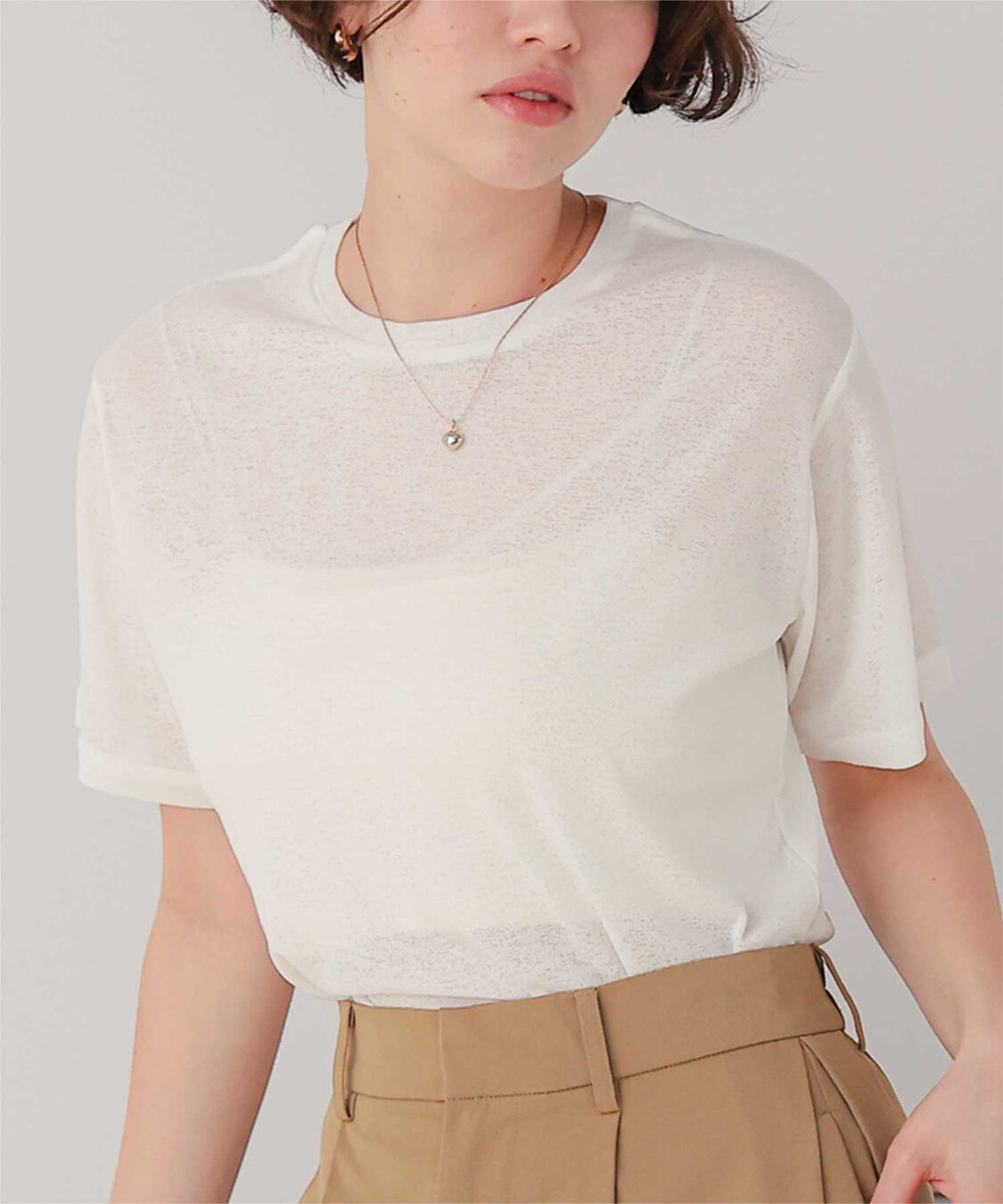 titivate「ハーフスリーブシアーカットソートップス」|Tシャツ・カットソー|オフホワイト