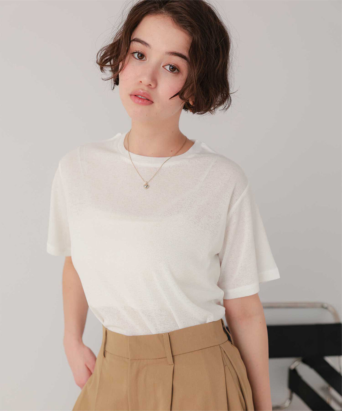 titivate「ハーフスリーブシアーカットソートップス」|Tシャツ・カットソー|