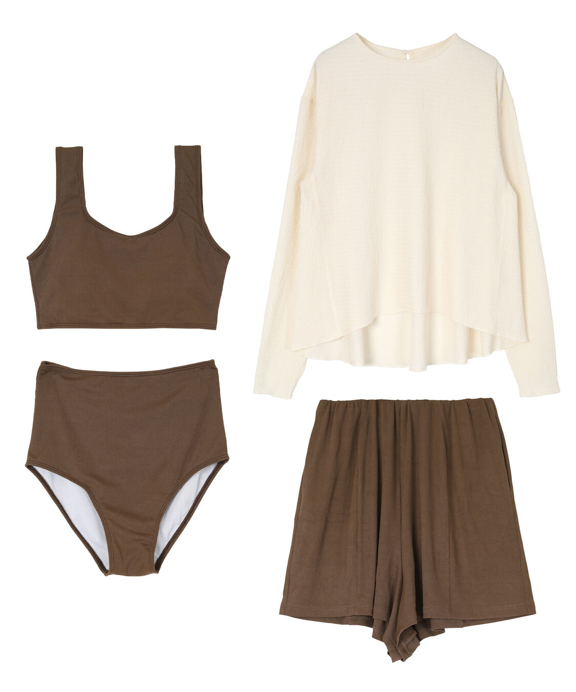 SEA DRESS「4点ｾｯﾄ/ﾍﾑﾗｲﾝﾗｯｼｭｶﾞｰﾄﾞ&times;ﾋﾞｷﾆ/水着」|ビキニ|