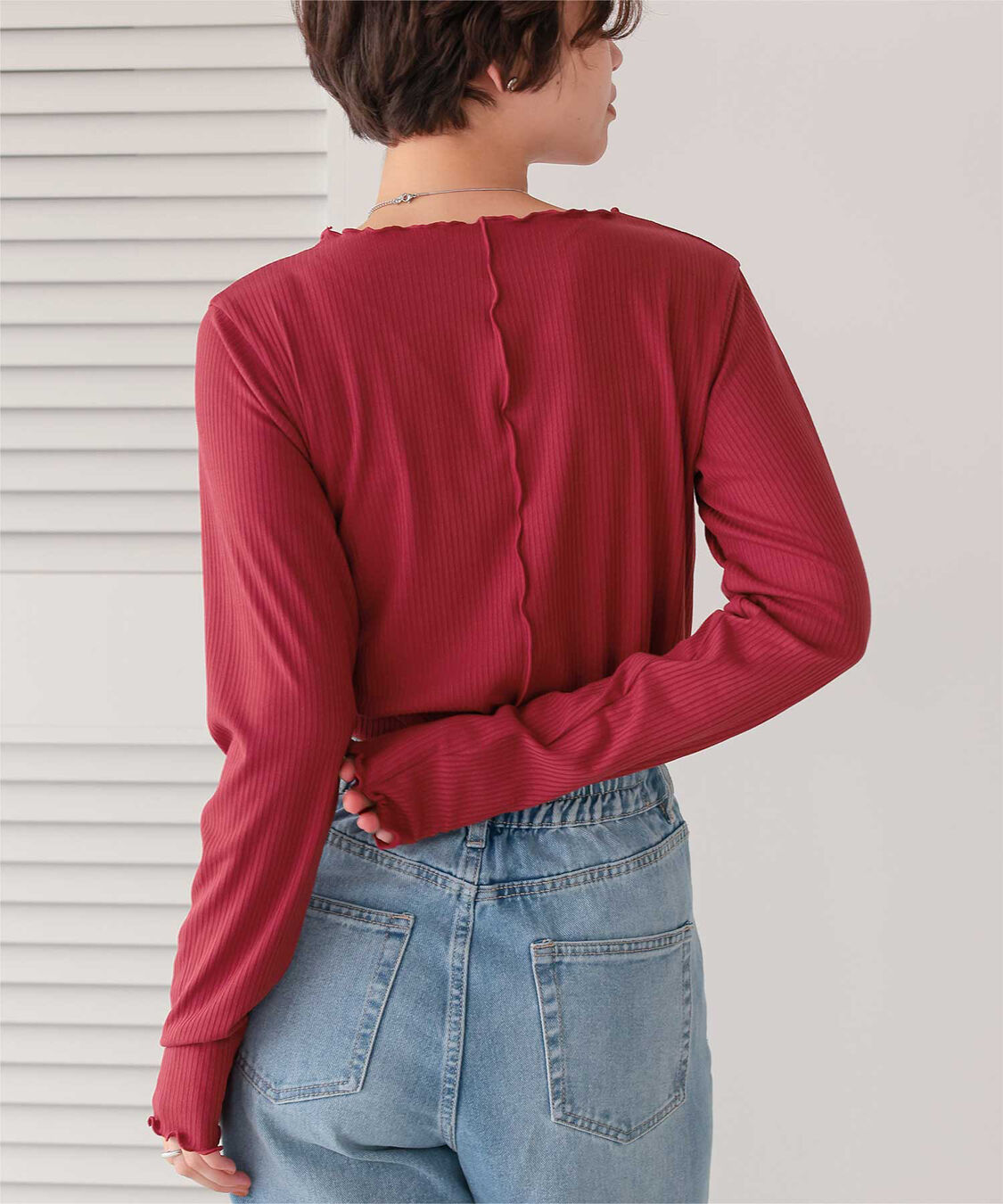 titivate「リブカットソーメローデザイントップス」|Tシャツ・カットソー|