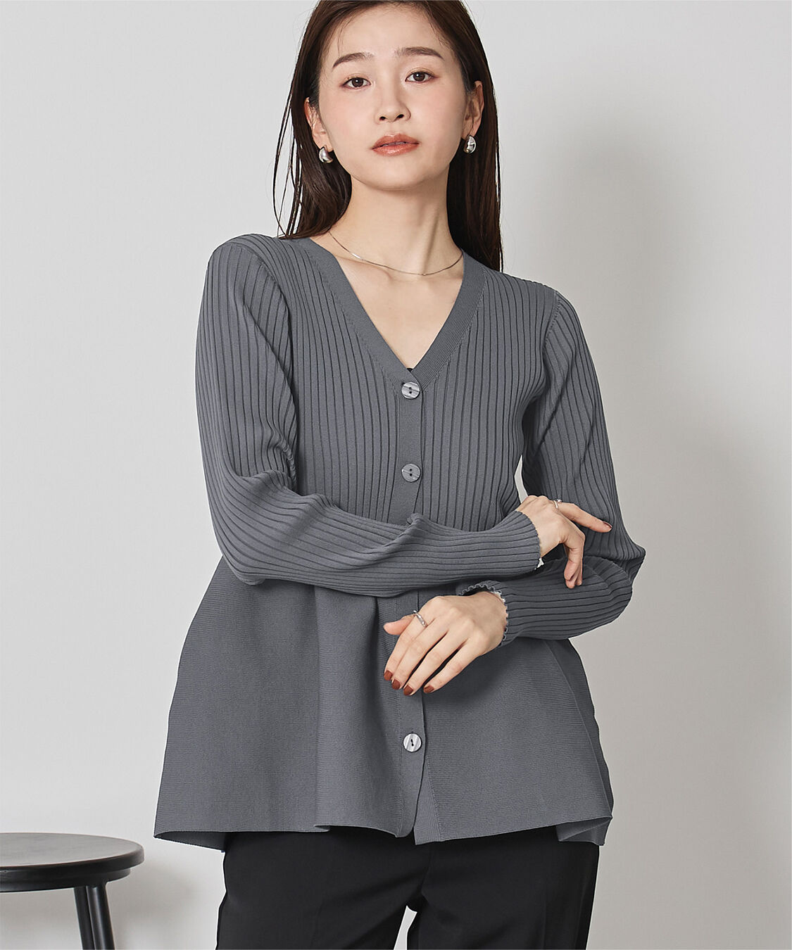 ur's「前後2wayペプラムニットトップス」|ニット・セーター|チャコール