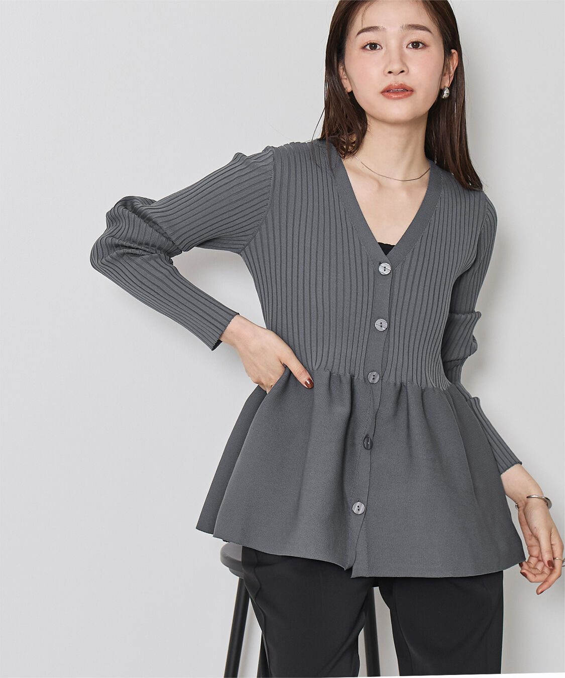 ur's「前後2wayペプラムニットトップス」|ニット・セーター|