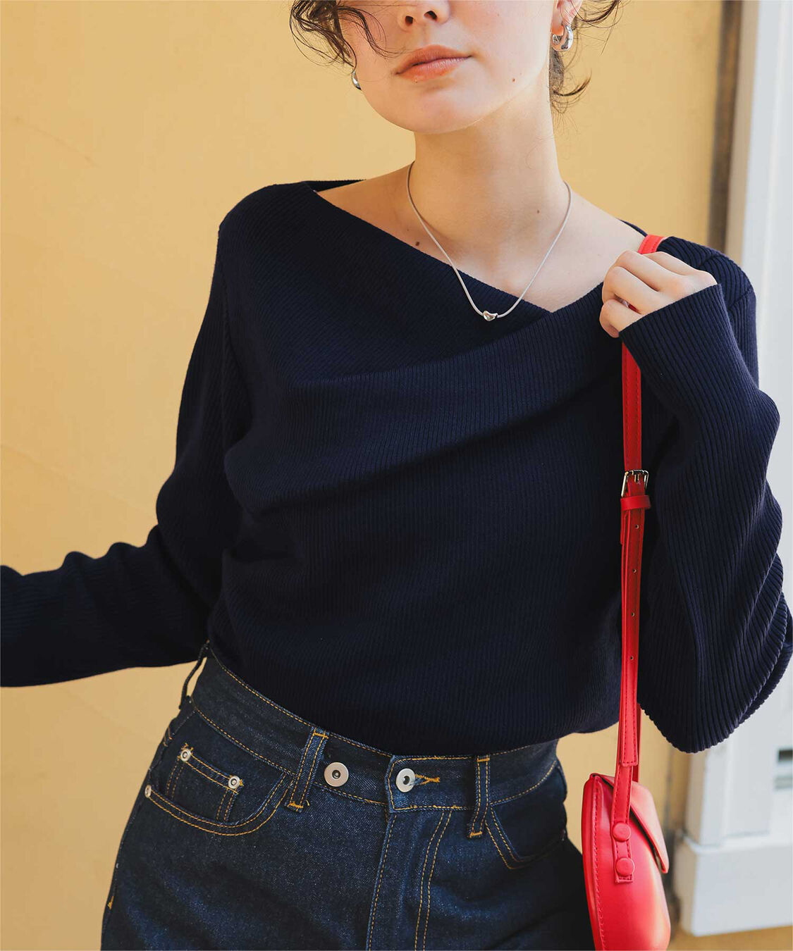 titivate「オフショルダーリブニットトップス」|ニット・セーター|