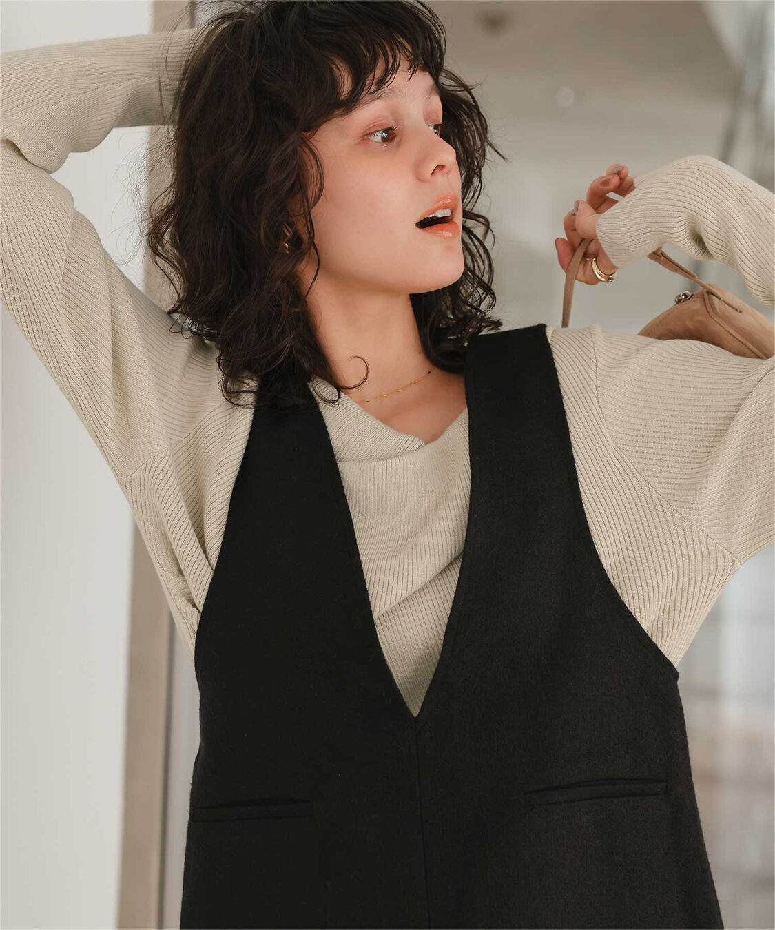 titivate「オフショルダーリブニットトップス」|ニット・セーター|