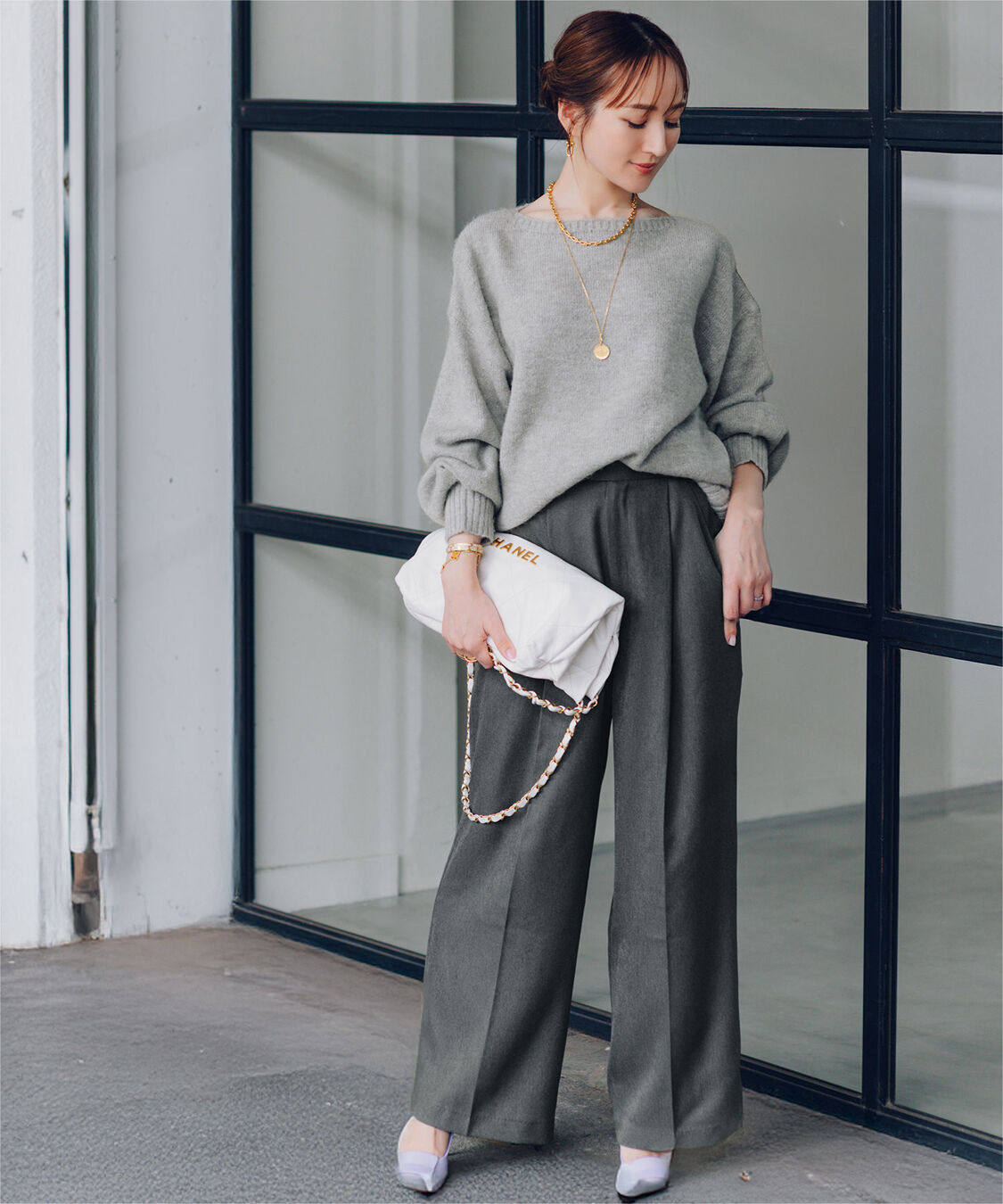 ur's「【星玲奈さんコラボアイテム】ヤクライクボートネックボリュームスリーブニット」|ニット・セーター|