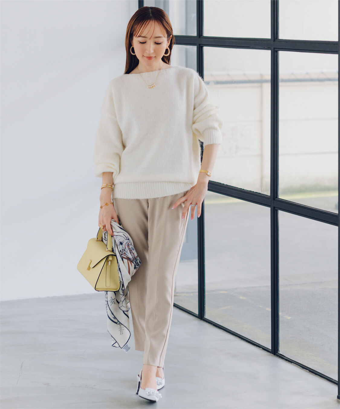 ur's「【星玲奈さんコラボアイテム】ヤクライクボートネックボリュームスリーブニット」|ニット・セーター|