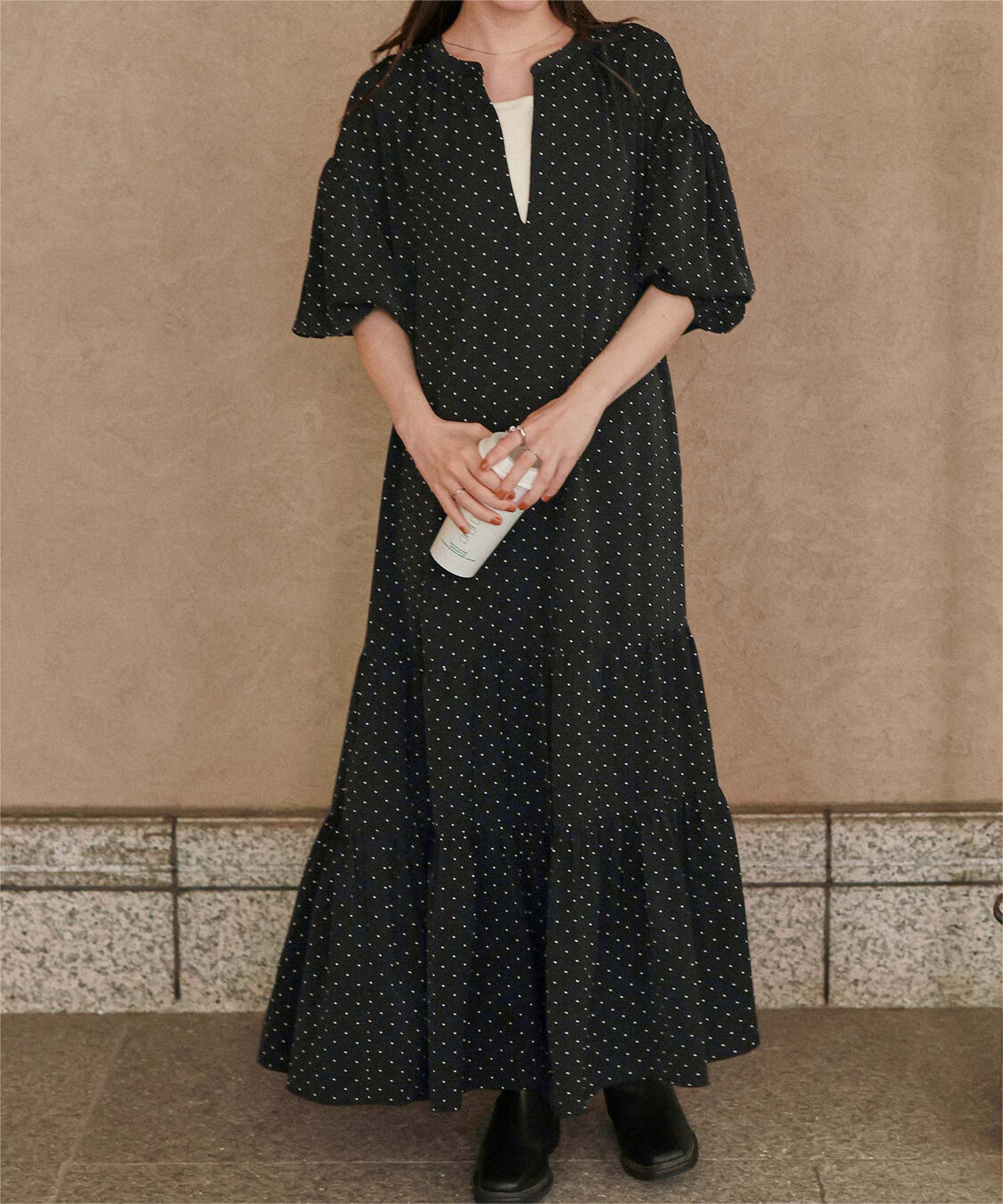 titivate「スキッパーティアードワンピース」|ワンピース|ブラック