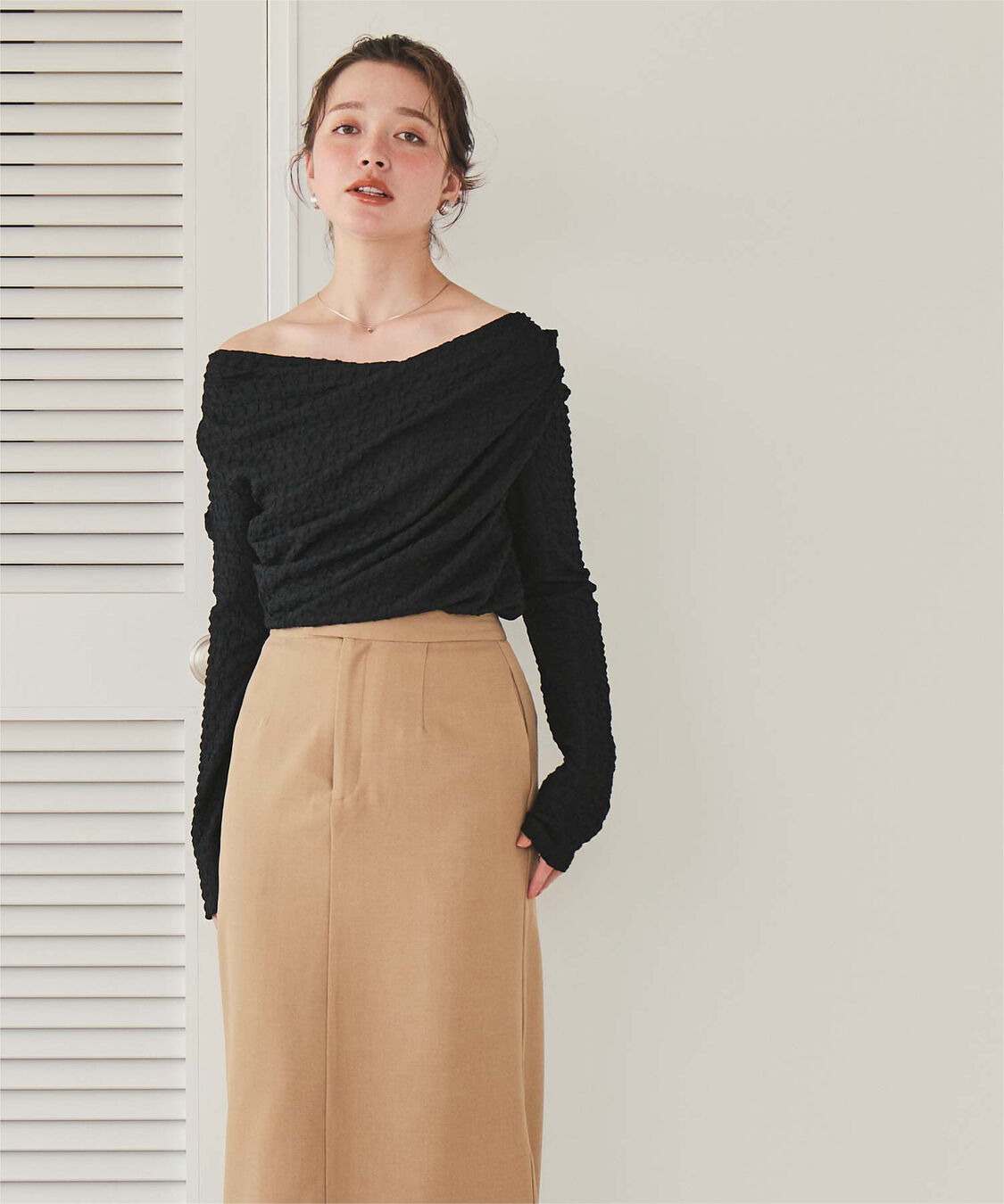 titivate「ドレープデザインロングスリーブトップス」|Tシャツ・カットソー|