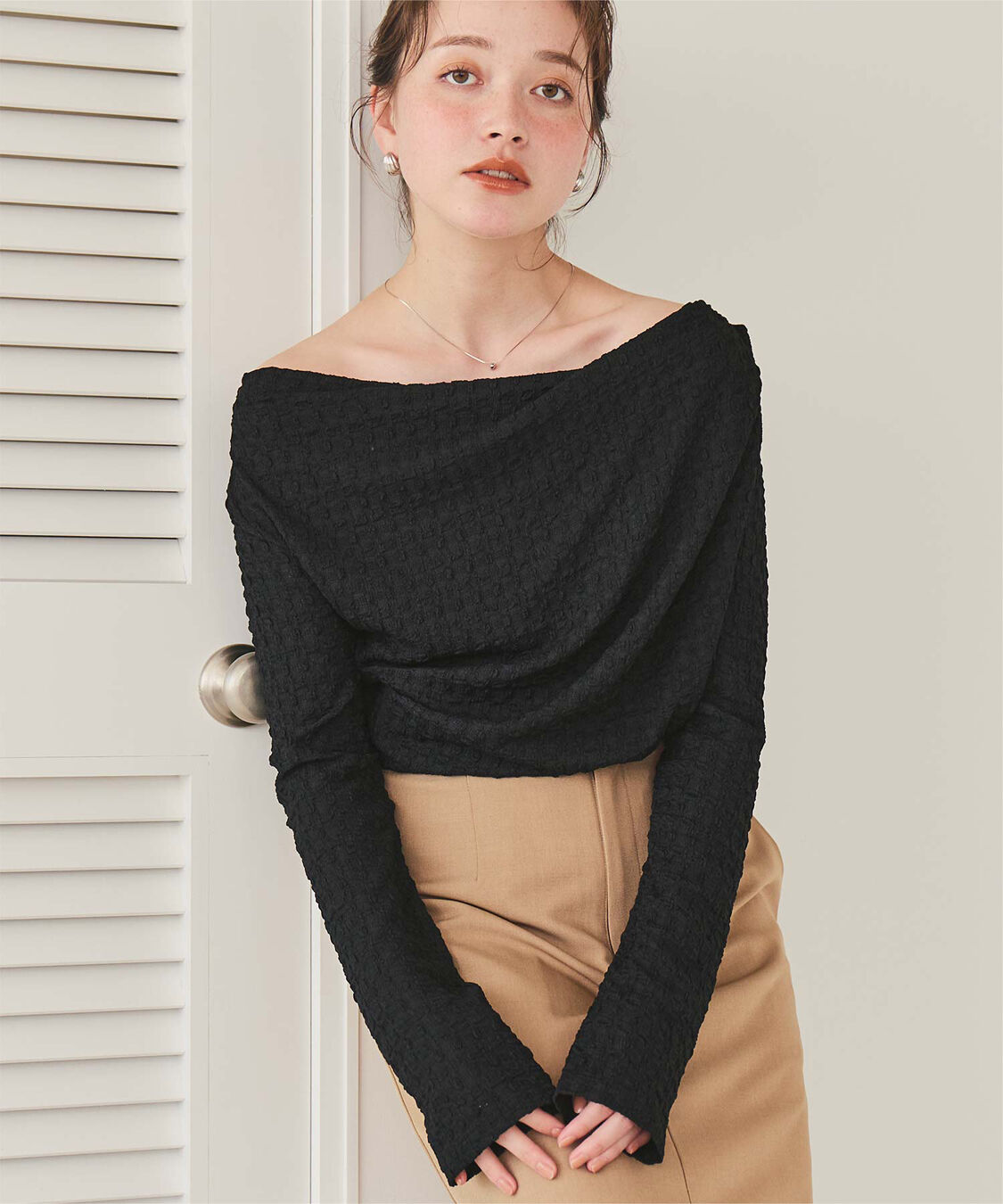 titivate「ドレープデザインロングスリーブトップス」|Tシャツ・カットソー|