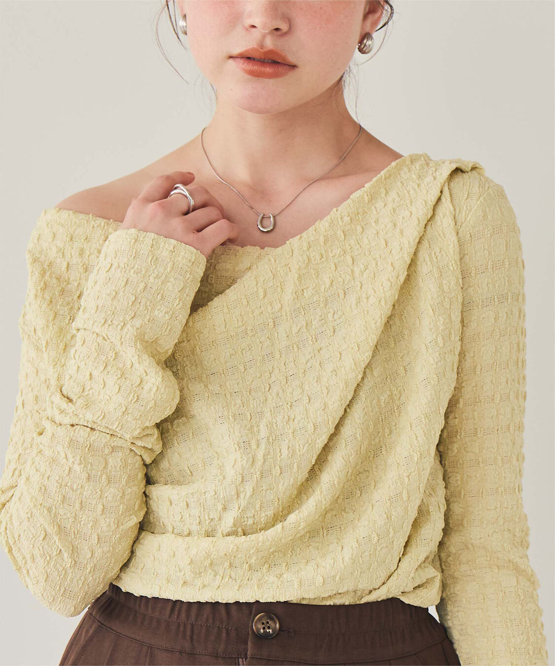 titivate「ドレープデザインロングスリーブトップス」|Tシャツ・カットソー|