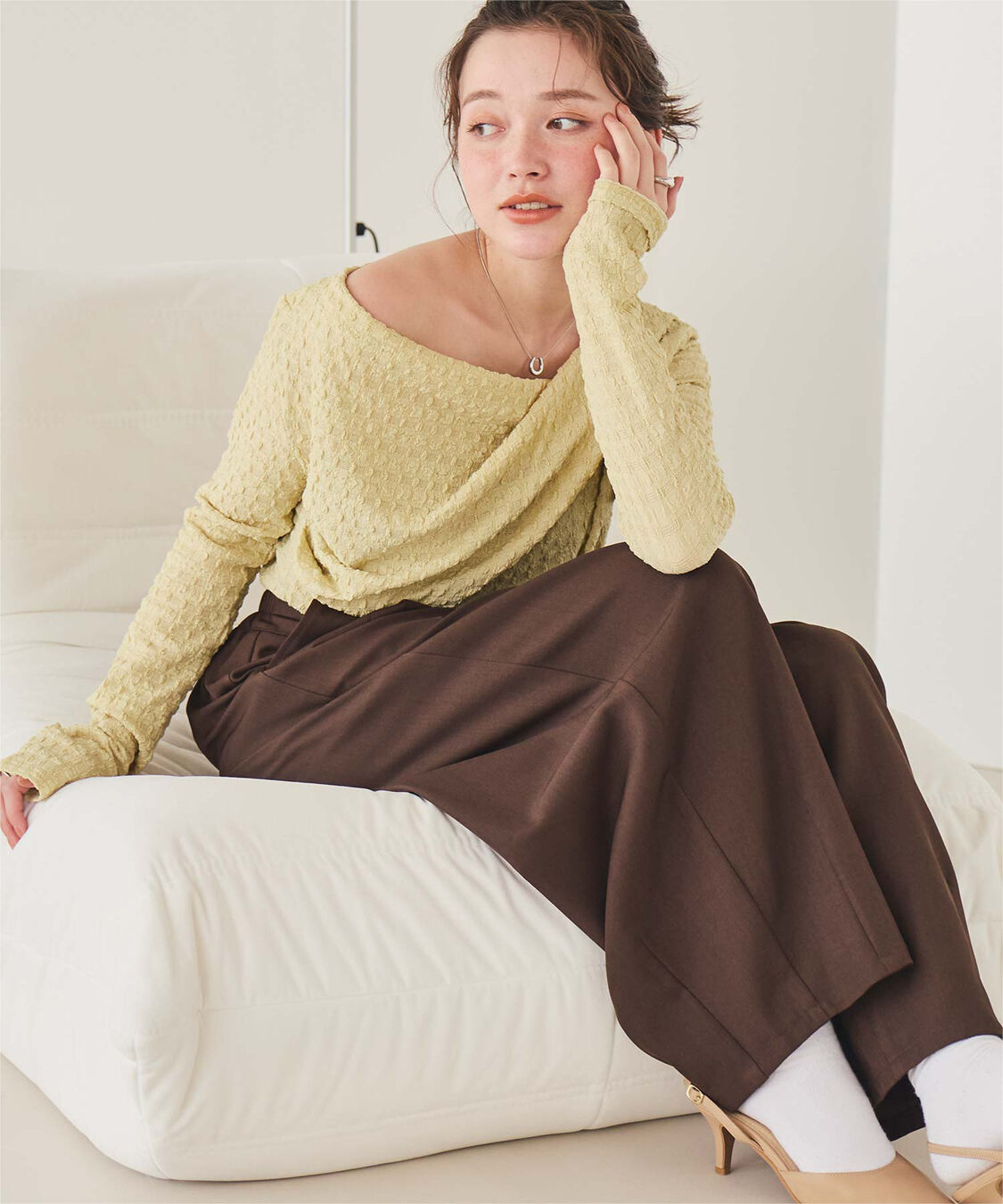 titivate「ドレープデザインロングスリーブトップス」|Tシャツ・カットソー|