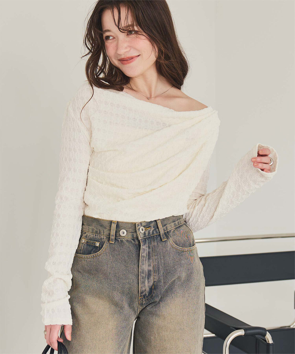 titivate「ドレープデザインロングスリーブトップス」|Tシャツ・カットソー|