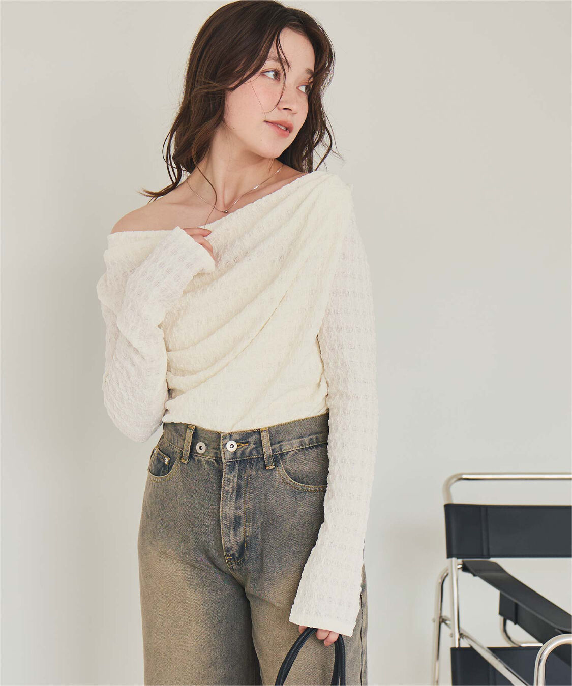 titivate「ドレープデザインロングスリーブトップス」|Tシャツ・カットソー|