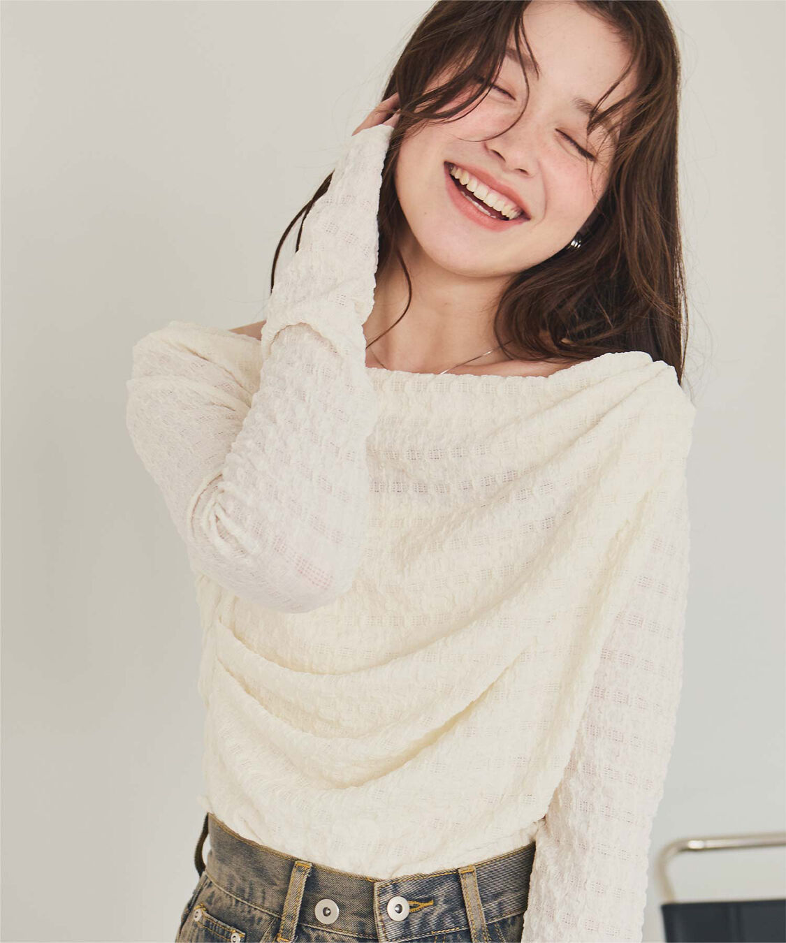 titivate「ドレープデザインロングスリーブトップス」|Tシャツ・カットソー|