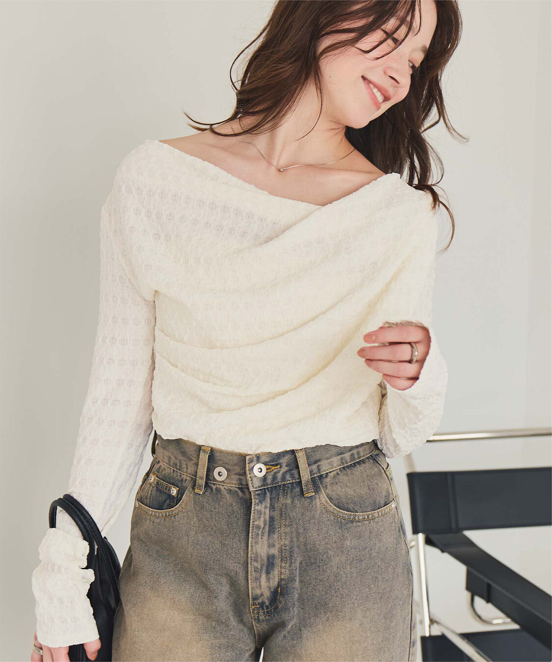 titivate「ドレープデザインロングスリーブトップス」|Tシャツ・カットソー|