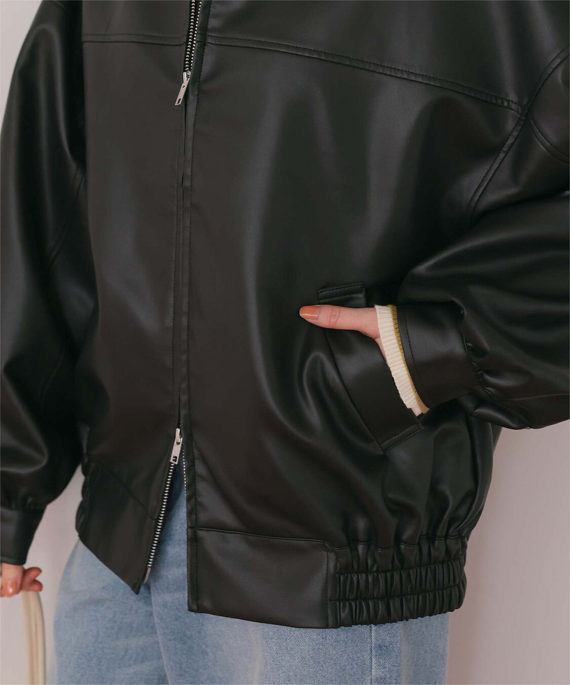 titivate「フェイクレザー/スエードオーバージャケット」|ライダースジャケット|