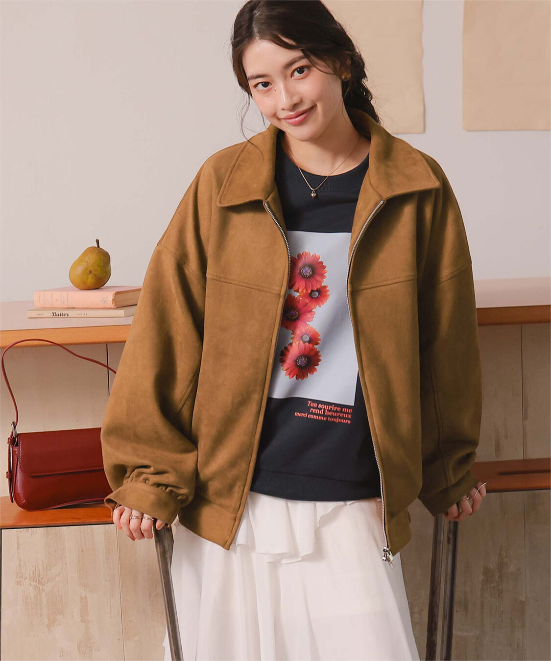 titivate「フェイクレザー/スエードオーバージャケット」|ライダースジャケット|