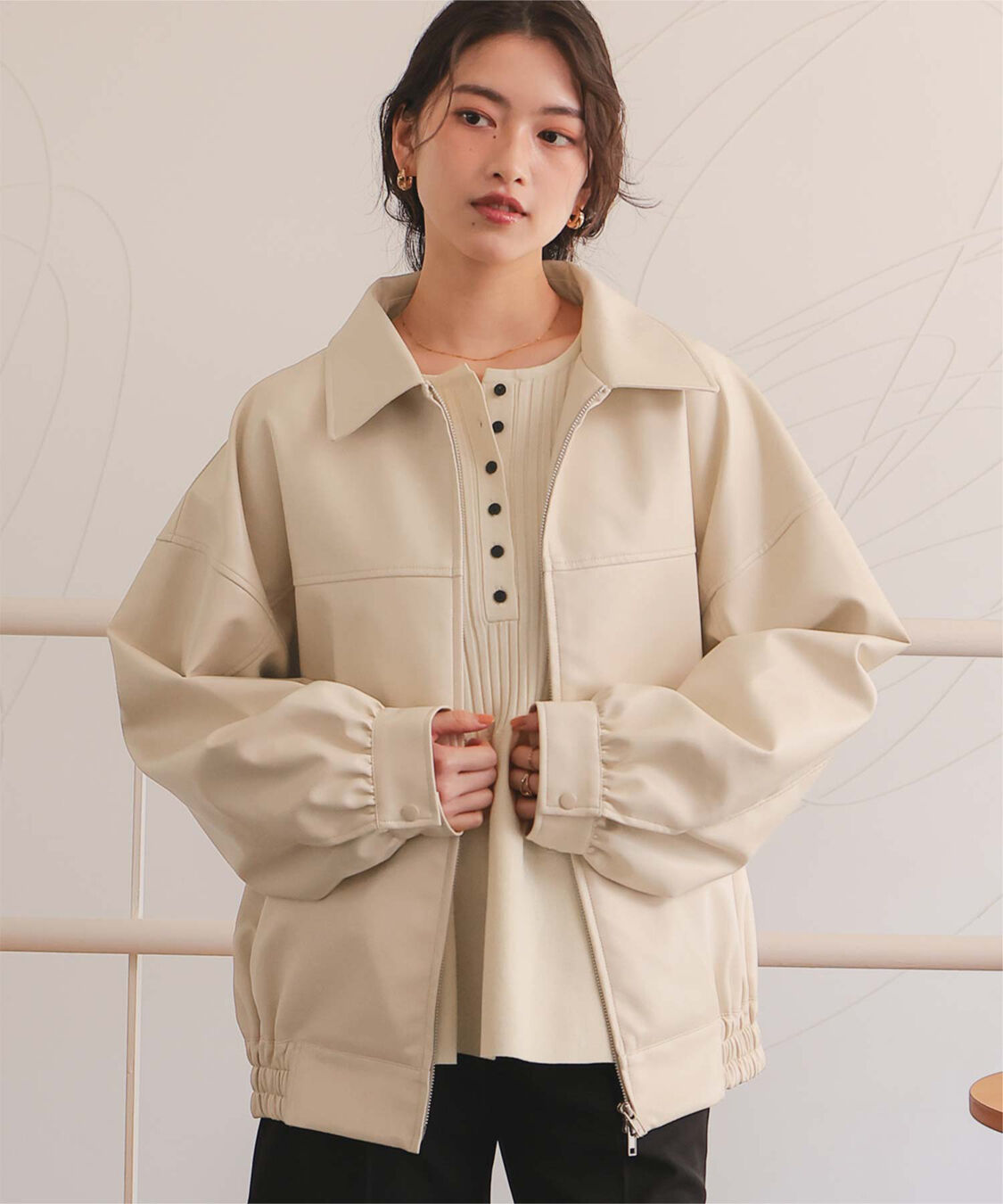 titivate「フェイクレザー/スエードオーバージャケット」|ライダースジャケット|