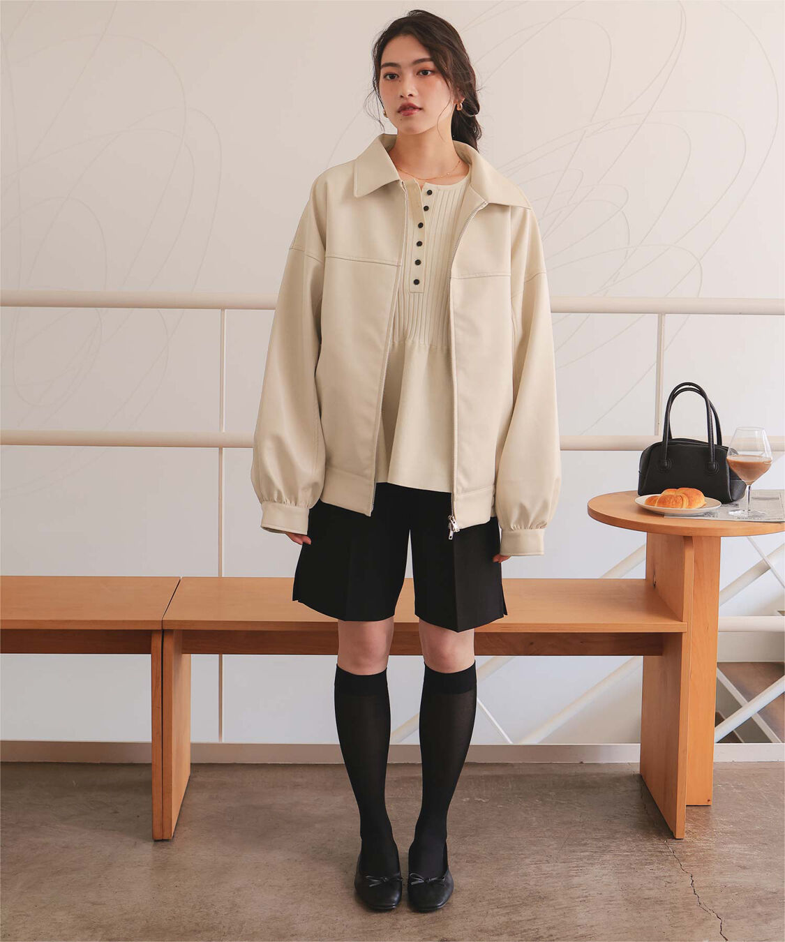 titivate「フェイクレザー/スエードオーバージャケット」|ライダースジャケット|