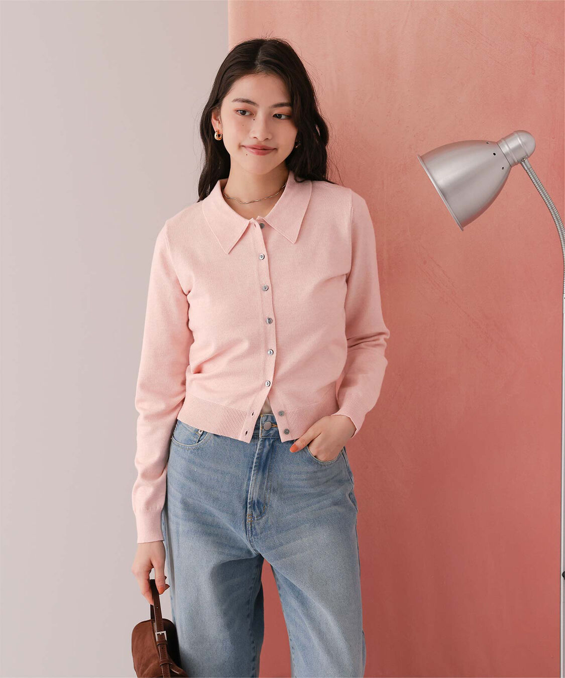 titivate「ポロ襟ニットカーディガン/トップス」|ニット・セーター|