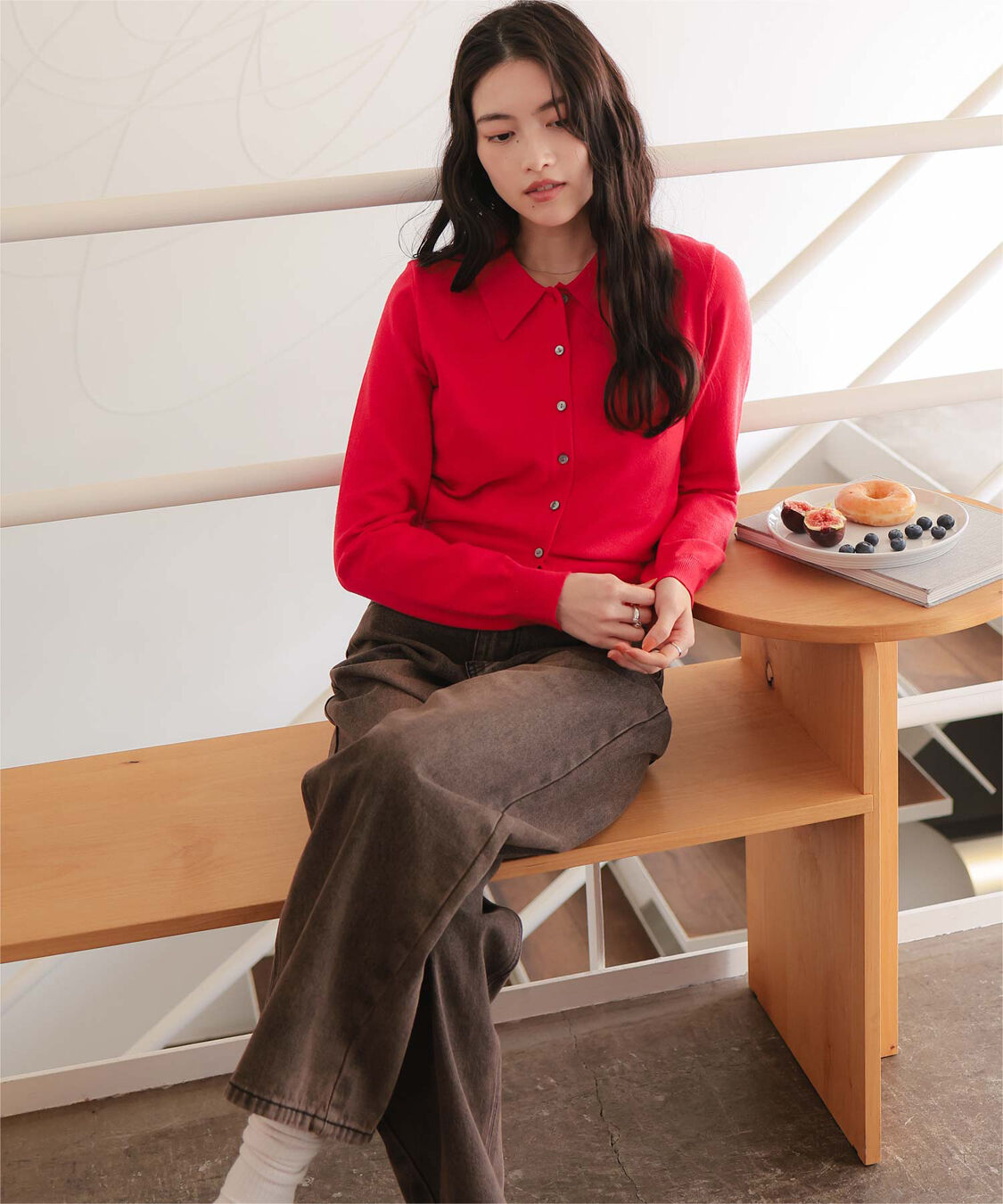 titivate「ポロ襟ニットカーディガン/トップス」|ニット・セーター|