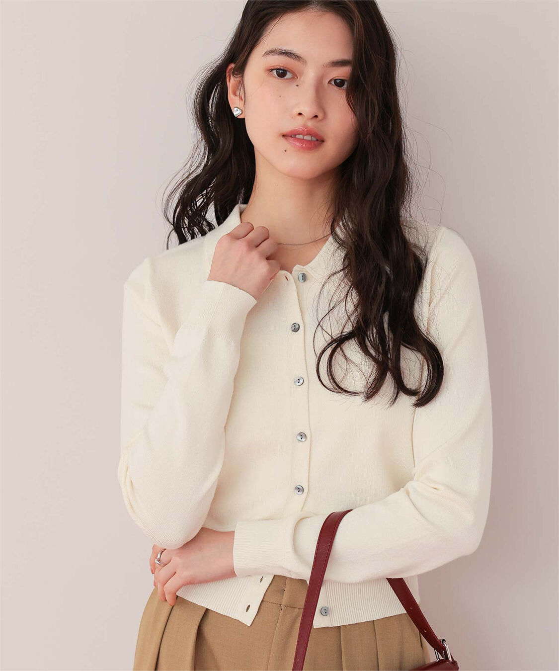 titivate「ポロ襟ニットカーディガン/トップス」|ニット・セーター|アイボリー