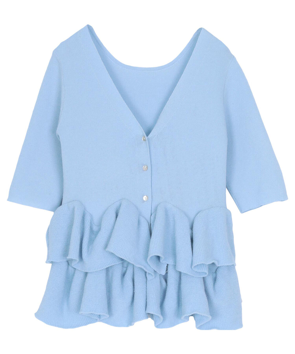 titivate「ハーフスリーブフリルヘムニットカーディガン」|ニット・セーター|