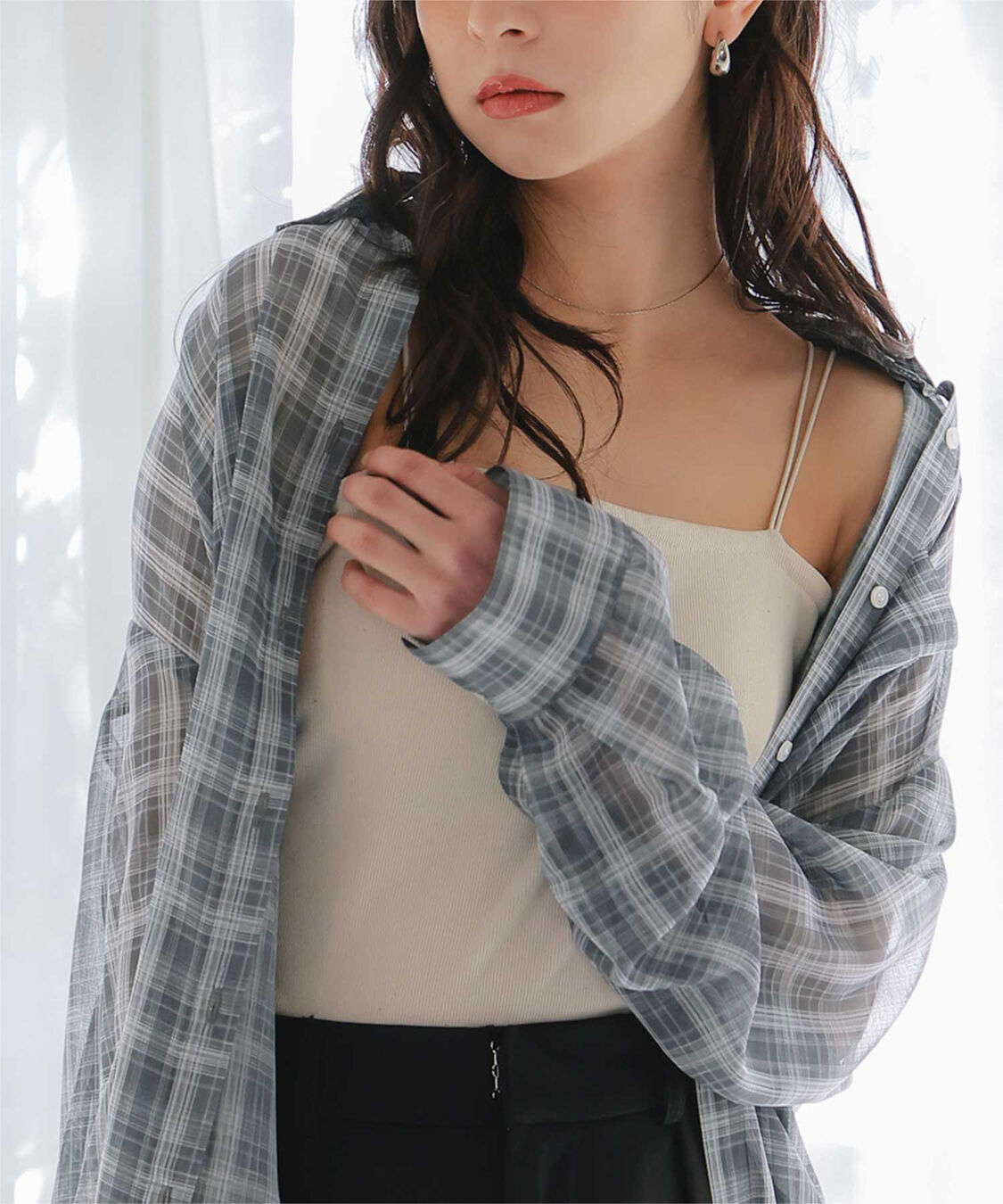 titivate「シアーチェックデザインシャツ」|シャツ・ブラウス|