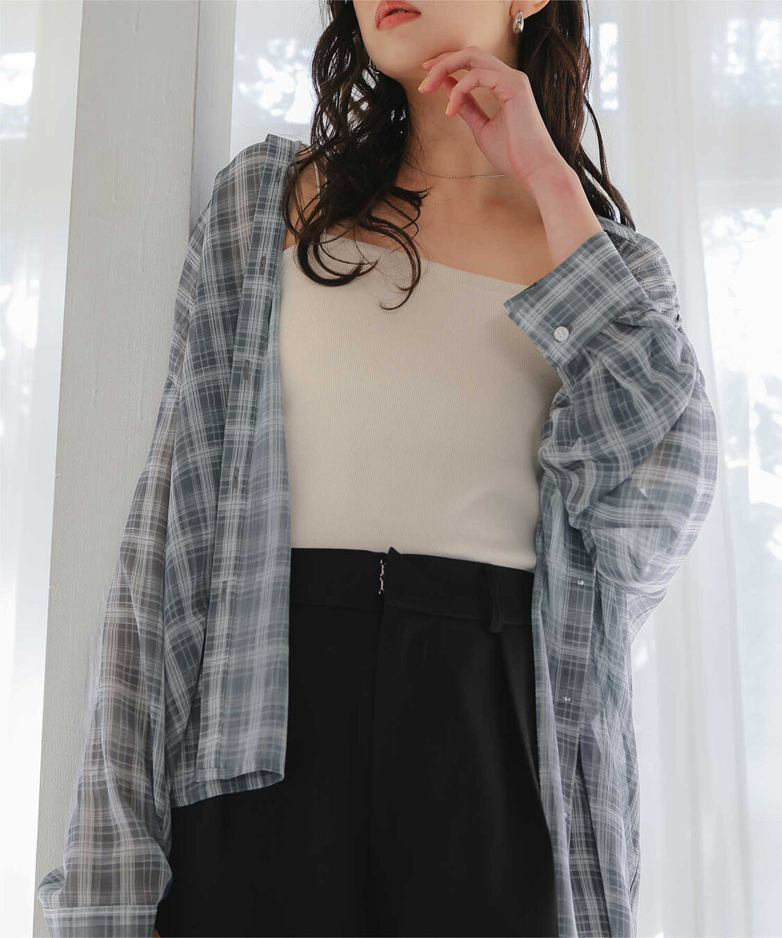titivate「シアーチェックデザインシャツ」|シャツ・ブラウス|