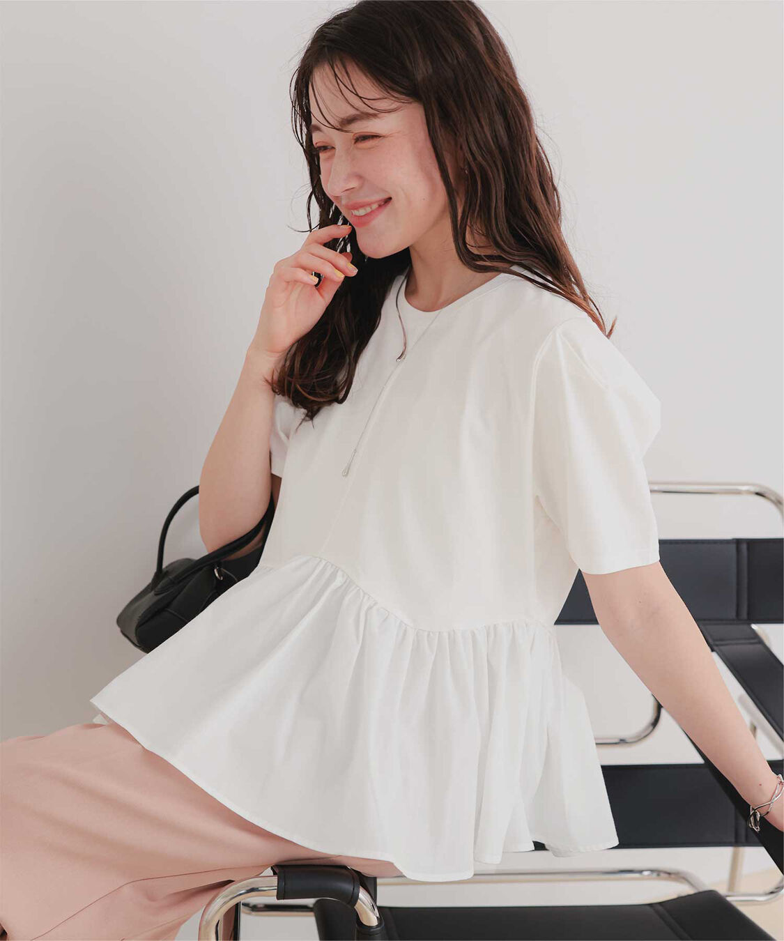 titivate「【サステナブル】カットソードッキングペプラムトップス」|Tシャツ・カットソー|オフホワイト